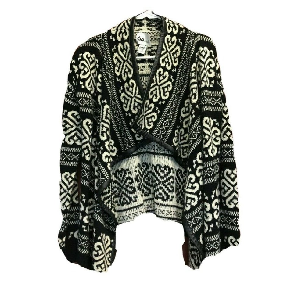 64 Sixty-Five Cardigan Geometric Sweater Sz Small